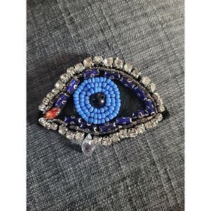 Beaded Rhinestone Eyeball Applique 2"x2" Sew On